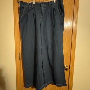 Wide leg denim trousers